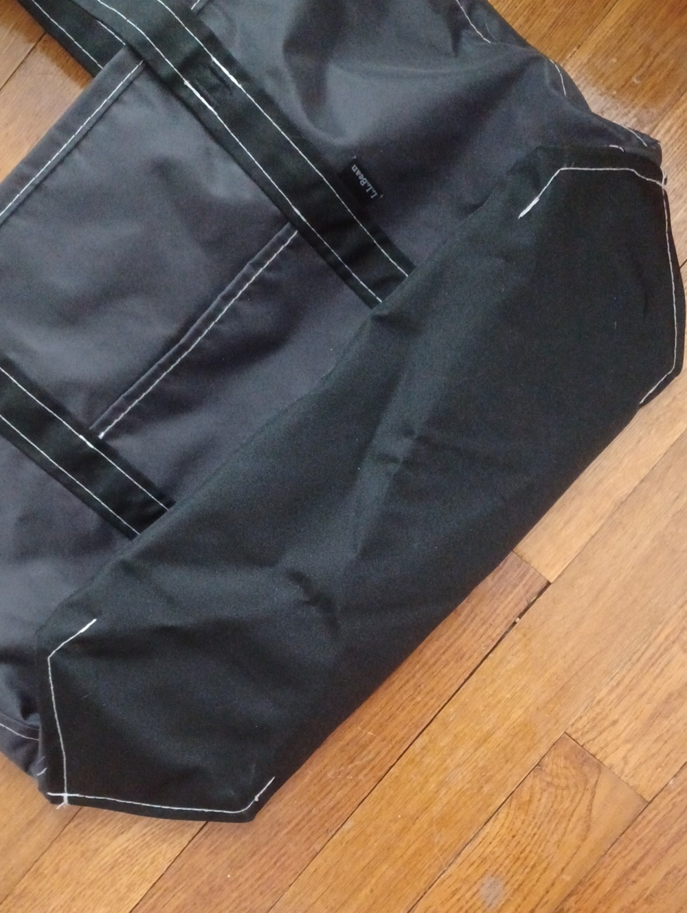 L.L. Bean Tote Bag Lightweight Boat Tote Black And Gray Medium Tote Bag W/ Zip - Picture 9 of 16